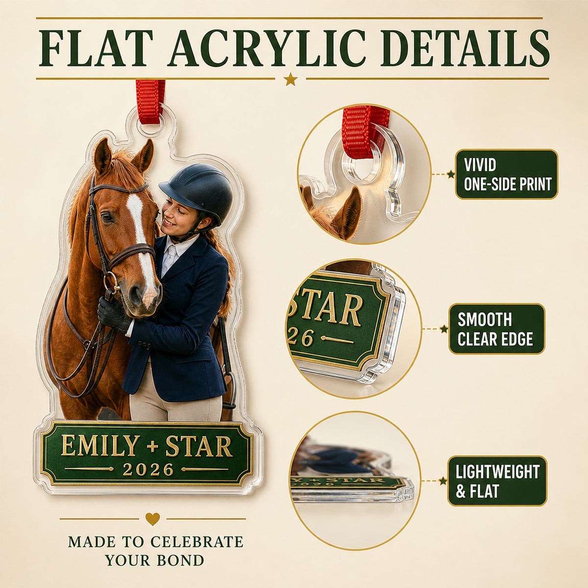 Personalized Equestrian Photo Acrylic Ornament - Custom Athlete Christmas Keepsake - image 6