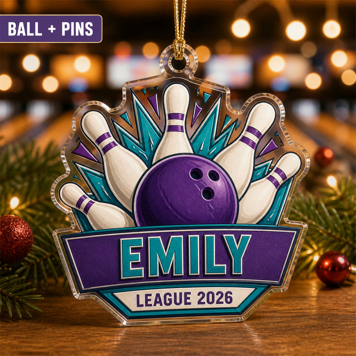 Personalized Bowling Photo Acrylic Ornament - Custom Athlete Christmas Keepsake - image 2