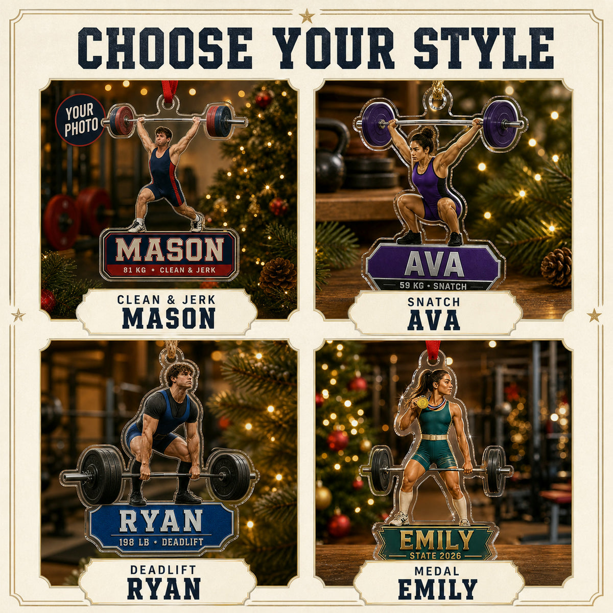 Personalized Weightlifting Photo Acrylic Ornament - Custom Athlete Christmas Keepsake - image 8