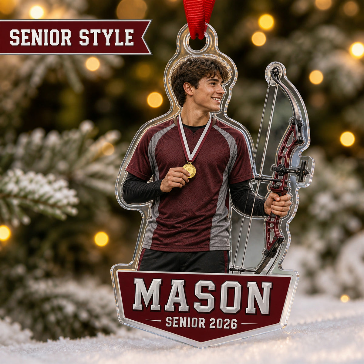 Personalized Archery Photo Acrylic Ornament - Custom Athlete Christmas Keepsake - image 4