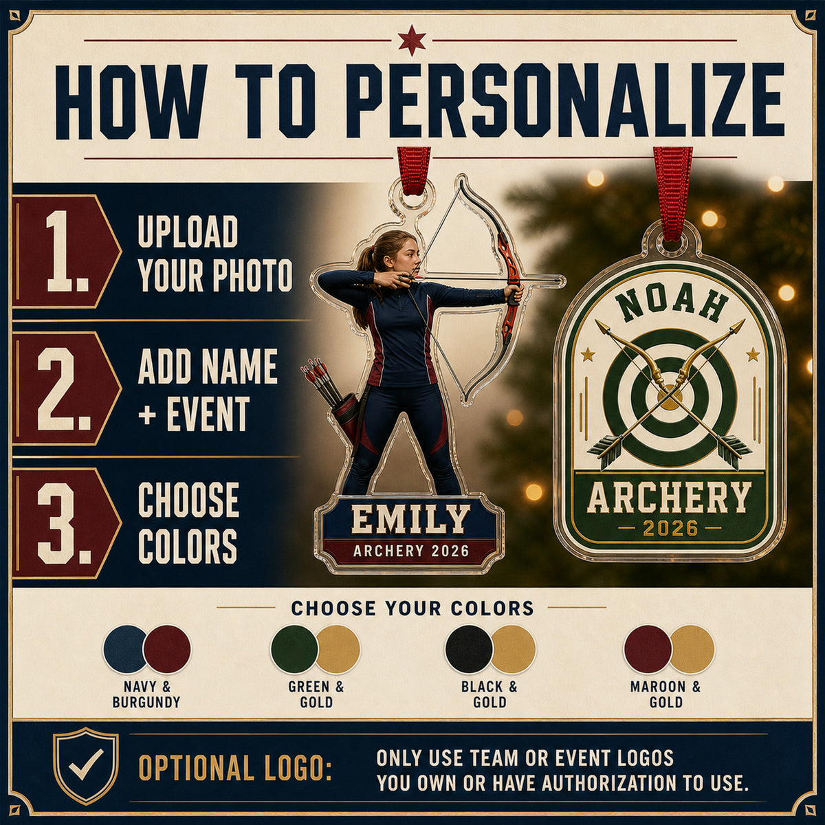 Personalized Archery Photo Acrylic Ornament - Custom Athlete Christmas Keepsake - image 5