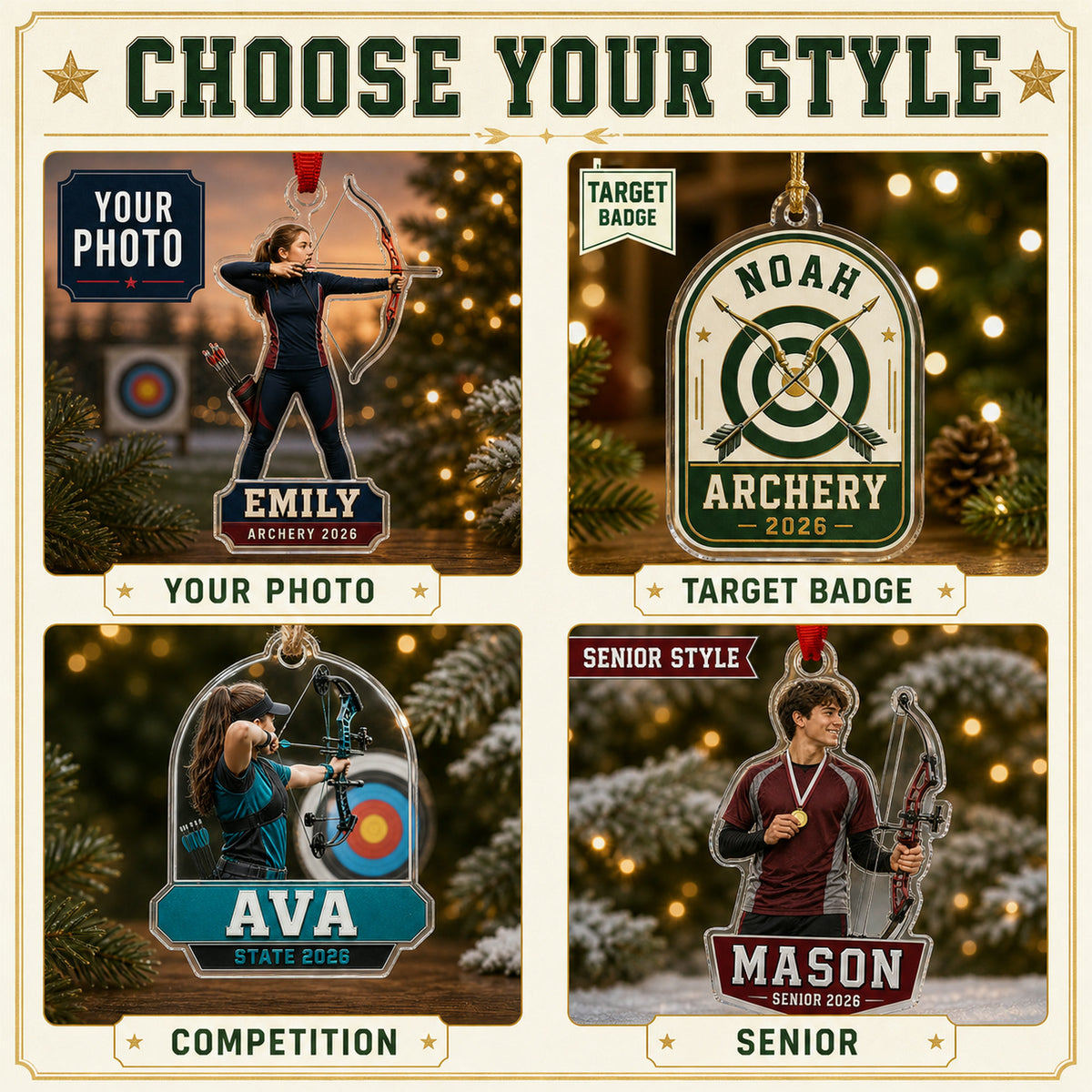 Personalized Archery Photo Acrylic Ornament - Custom Athlete Christmas Keepsake - image 8