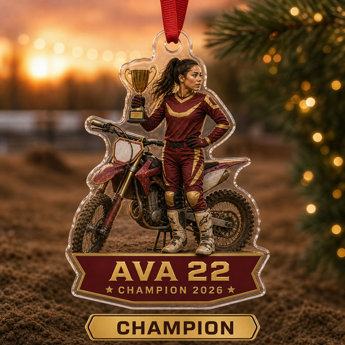 Personalized Motocross BMX Photo Acrylic Ornament - Custom Athlete Christmas Keepsake - image 4