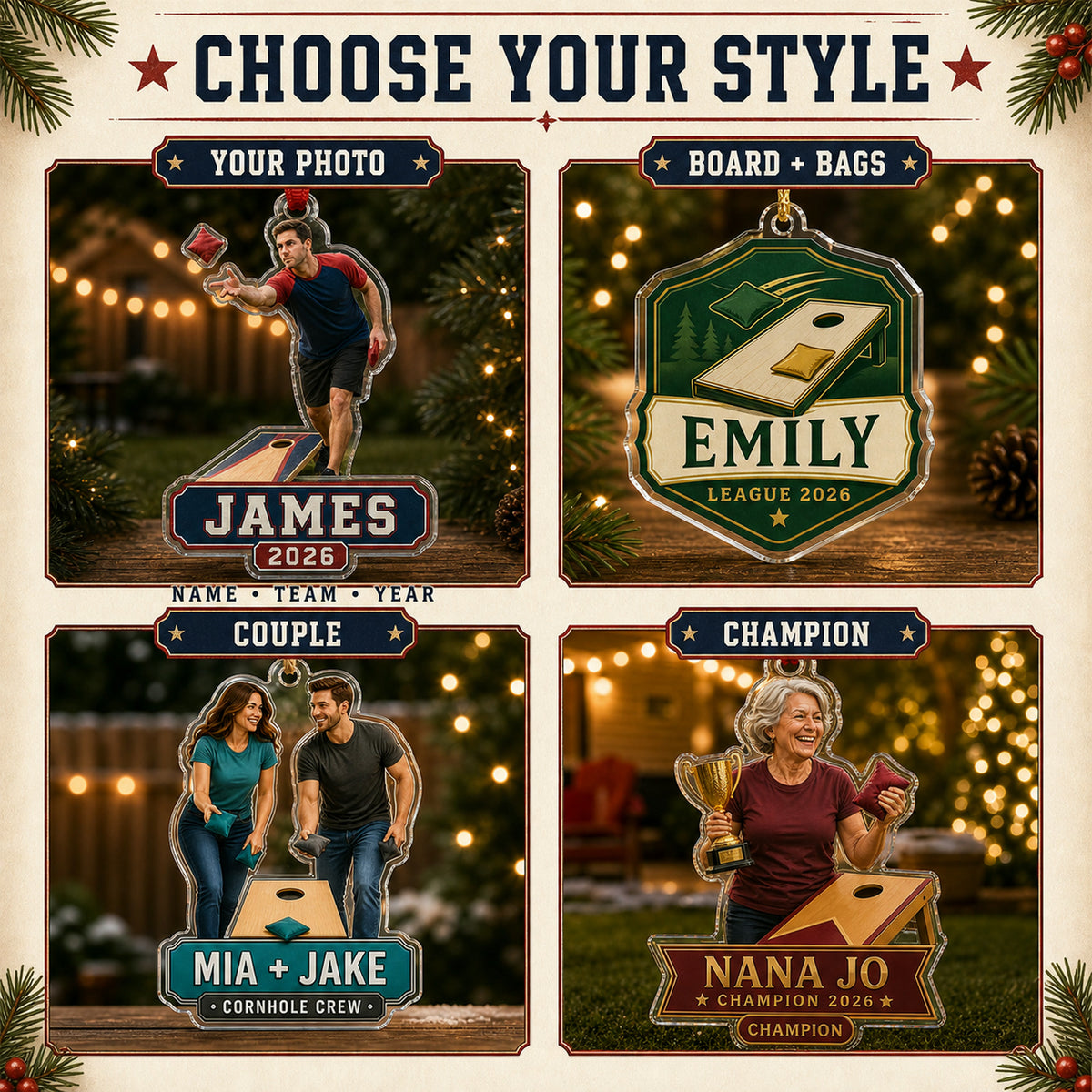 Personalized Cornhole Photo Acrylic Ornament - Custom Athlete Christmas Keepsake - image 8