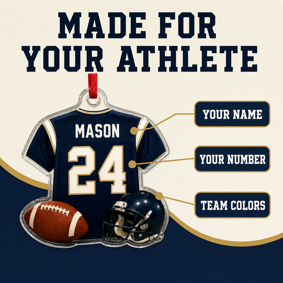 Personalized American Football Jersey Acrylic Ornament - Custom Name and Number - image 3