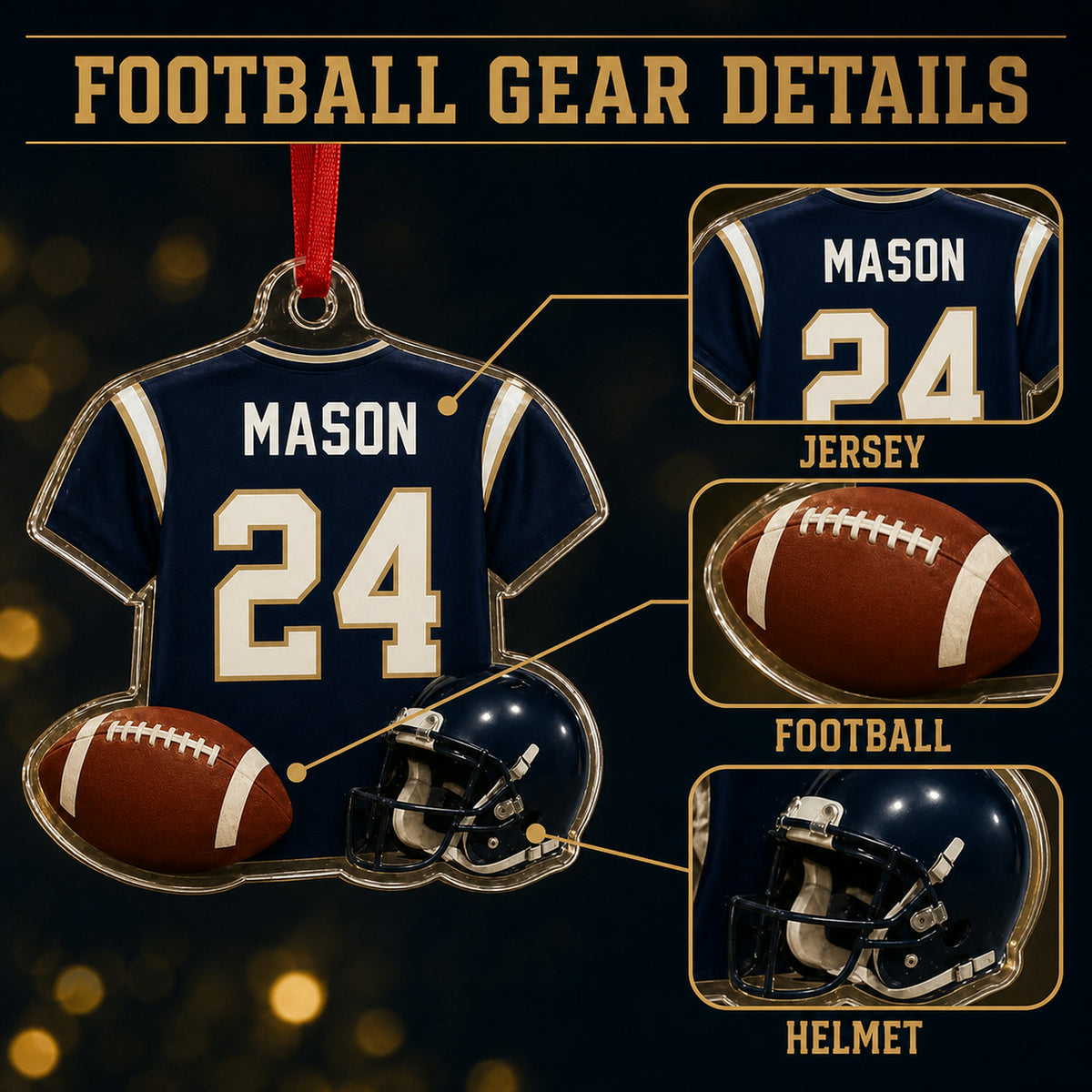 Personalized American Football Jersey Acrylic Ornament - Custom Name and Number - image 4