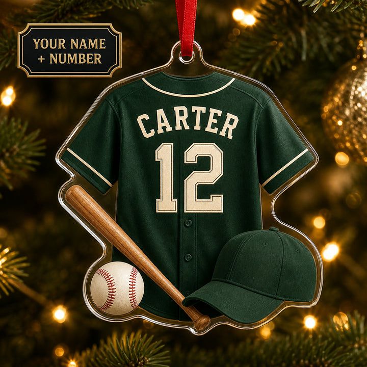 Personalized Baseball Jersey Acrylic Ornament - Custom Name and Number - image 1