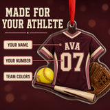 Personalized Softball Jersey Acrylic Ornament - Custom Name and Number - image 3