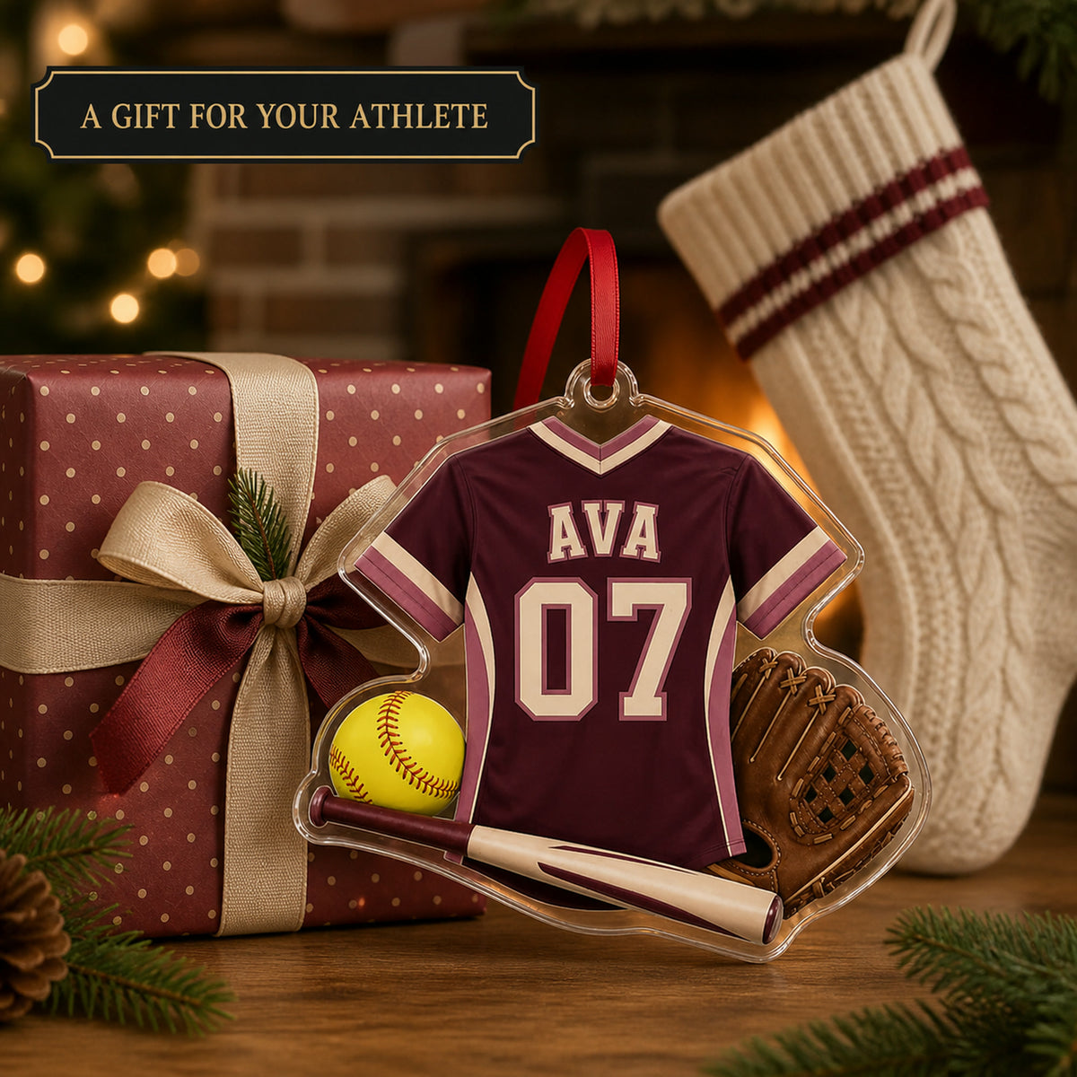Personalized Softball Jersey Acrylic Ornament - Custom Name and Number - image 8