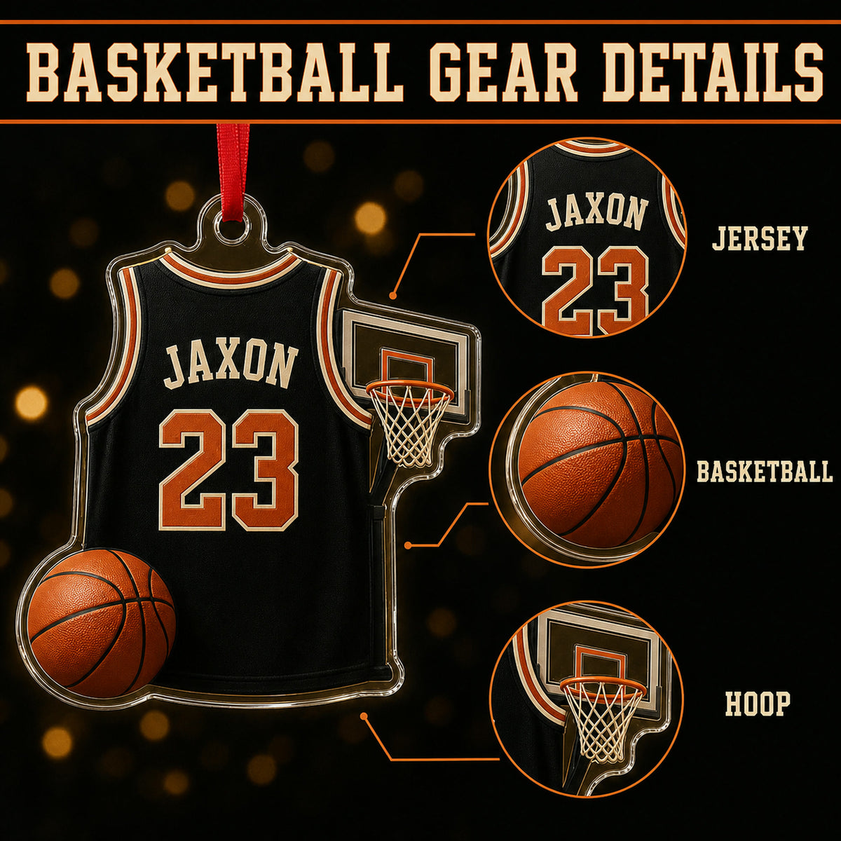 Personalized Basketball Jersey Acrylic Ornament - Custom Name and Number - image 4