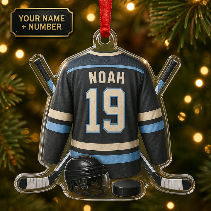 Personalized Ice Hockey Jersey Acrylic Ornament - Custom Name and Number - image 1