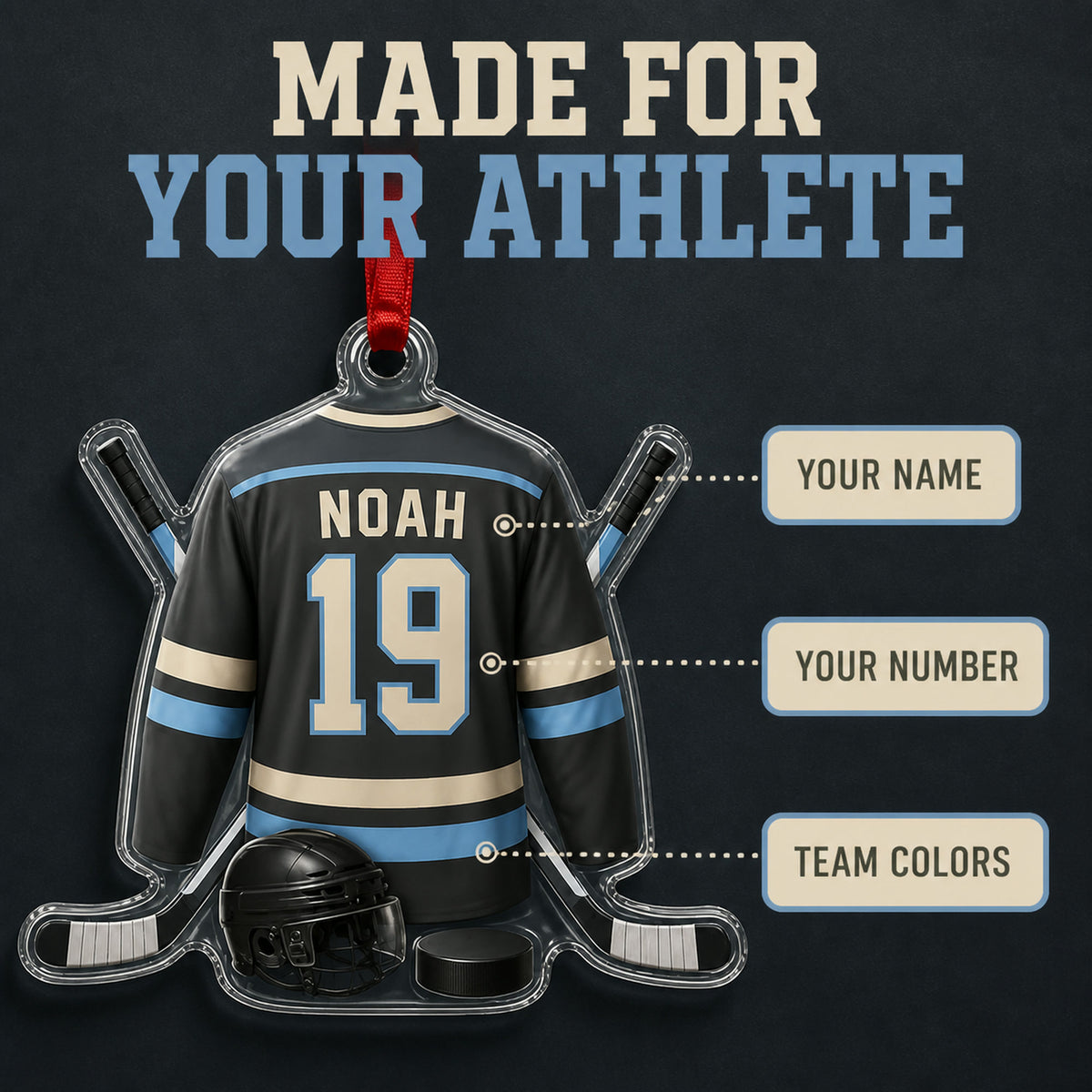 Personalized Ice Hockey Jersey Acrylic Ornament - Custom Name and Number - image 3