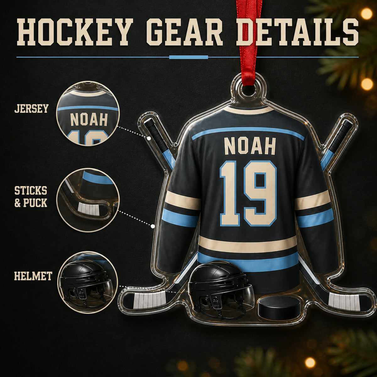 Personalized Ice Hockey Jersey Acrylic Ornament - Custom Name and Number - image 4