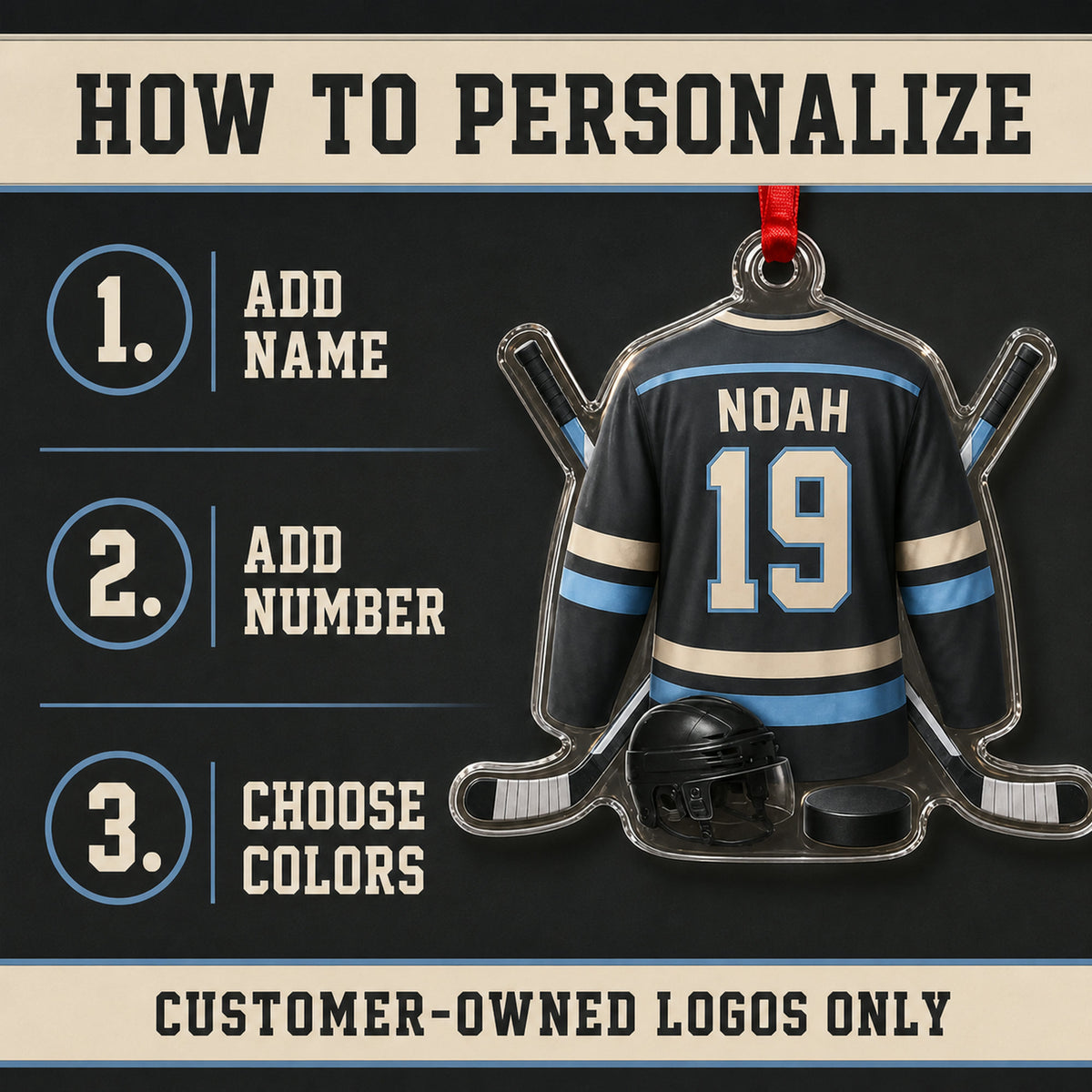 Personalized Ice Hockey Jersey Acrylic Ornament - Custom Name and Number - image 5