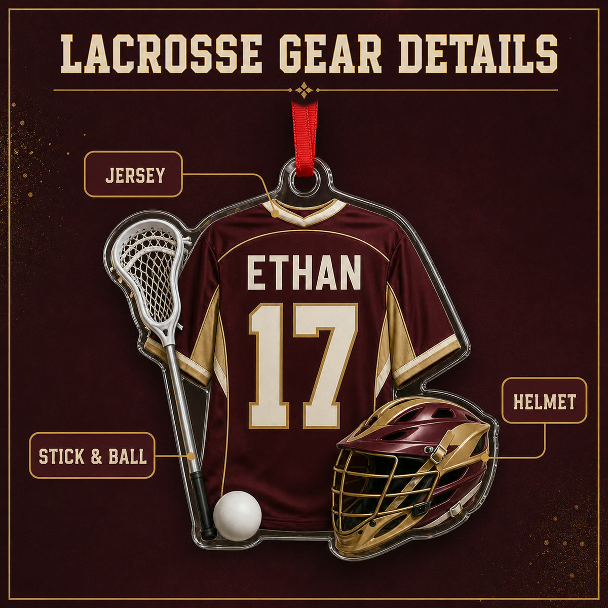Personalized Lacrosse Jersey Acrylic Ornament - Custom Name and Number - image 4