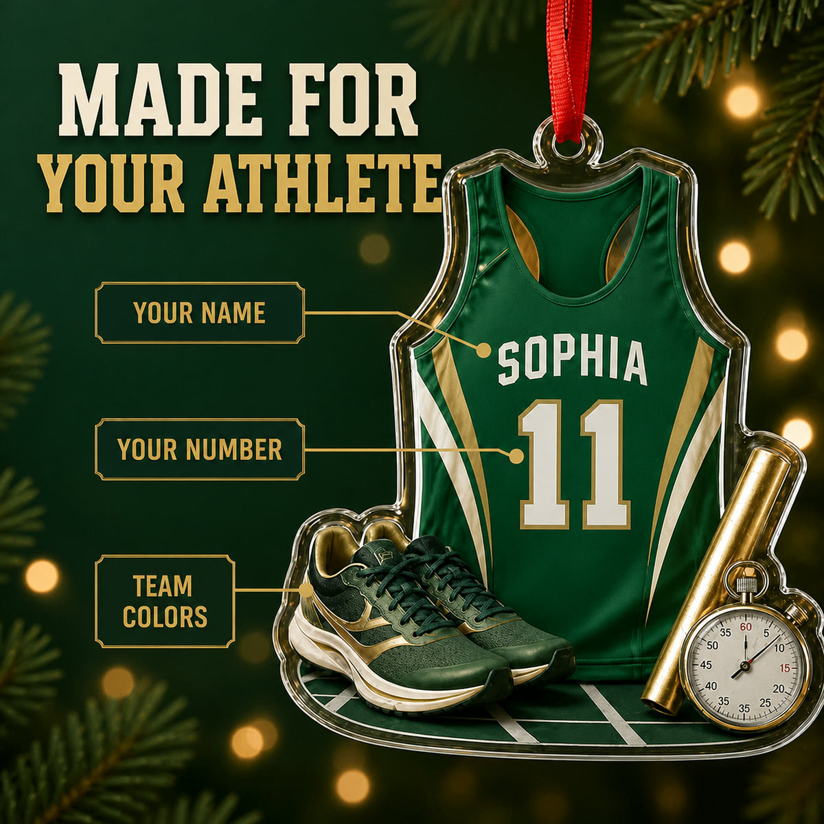 Personalized Track and Field Jersey Acrylic Ornament - Custom Name and Number - image 3
