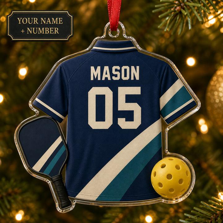 Personalized Pickleball Jersey Acrylic Ornament - Custom Name and Number - image 1