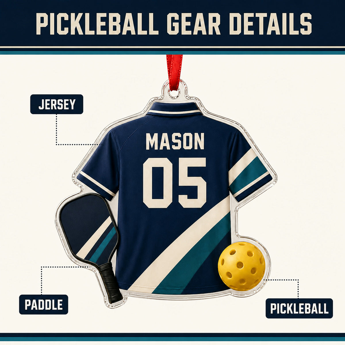 Personalized Pickleball Jersey Acrylic Ornament - Custom Name and Number - image 4
