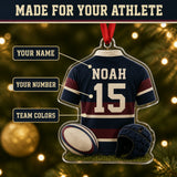 Personalized Rugby Jersey Acrylic Ornament - Custom Name and Number - image 3
