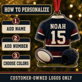 Personalized Rugby Jersey Acrylic Ornament - Custom Name and Number - image 5