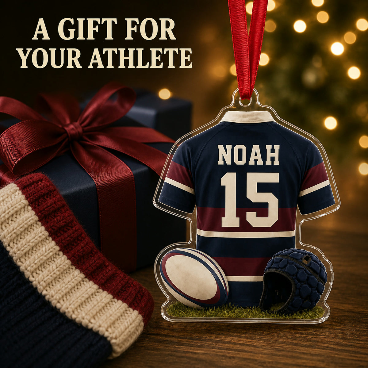 Personalized Rugby Jersey Acrylic Ornament - Custom Name and Number - image 8