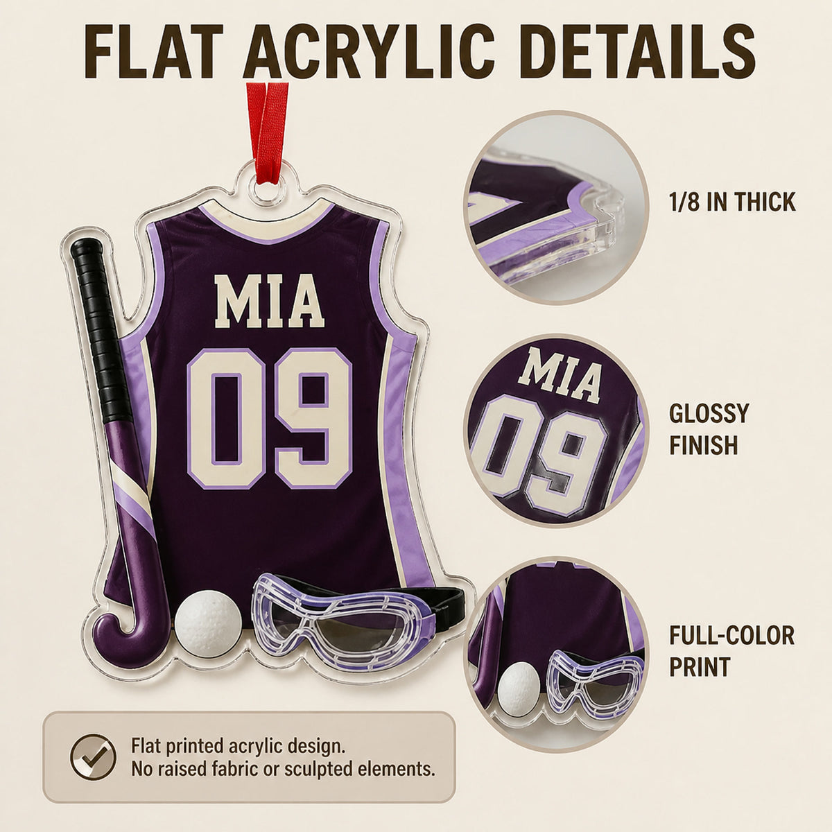 Personalized Field Hockey Jersey Acrylic Ornament - Custom Name and Number - image 6