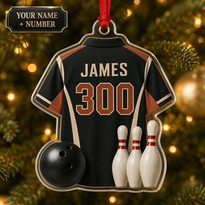 Personalized Bowling Jersey Acrylic Ornament - Custom Name and Number - image 1