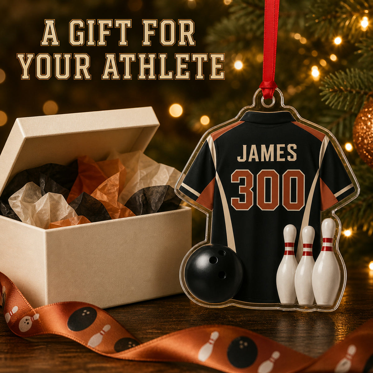 Personalized Bowling Jersey Acrylic Ornament - Custom Name and Number - image 8