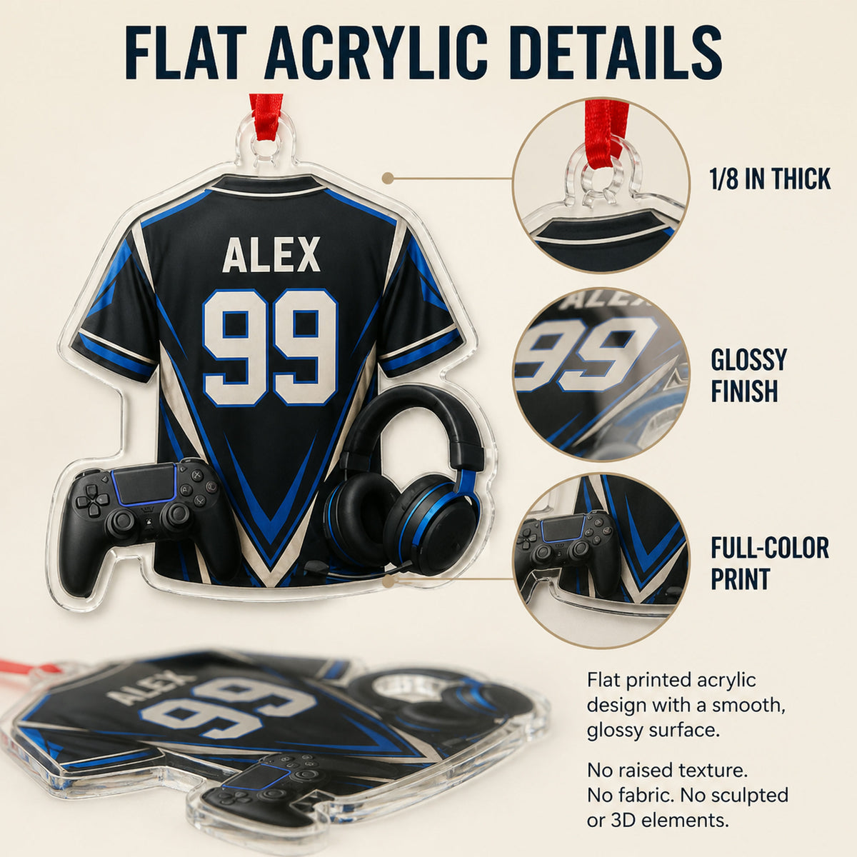 Personalized Esports Jersey Acrylic Ornament - Custom Name and Number - image 6