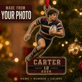 Personalized Rugby Photo Acrylic Ornament - Custom Athlete Christmas Keepsake - image 1