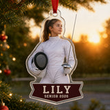 Personalized Fencing Photo Acrylic Ornament - Custom Athlete Christmas Keepsake - image 4