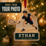 Personalized Squash Photo Acrylic Ornament - Custom Athlete Christmas Keepsake - image 1