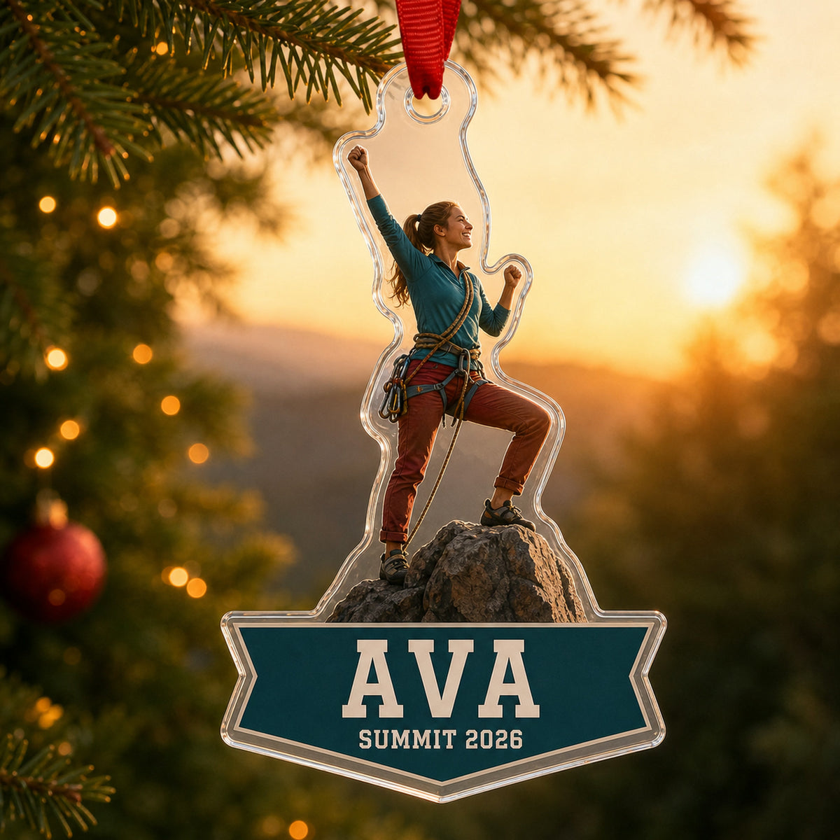 Personalized Rock Climbing Photo Acrylic Ornament - Custom Athlete Christmas Keepsake - image 4