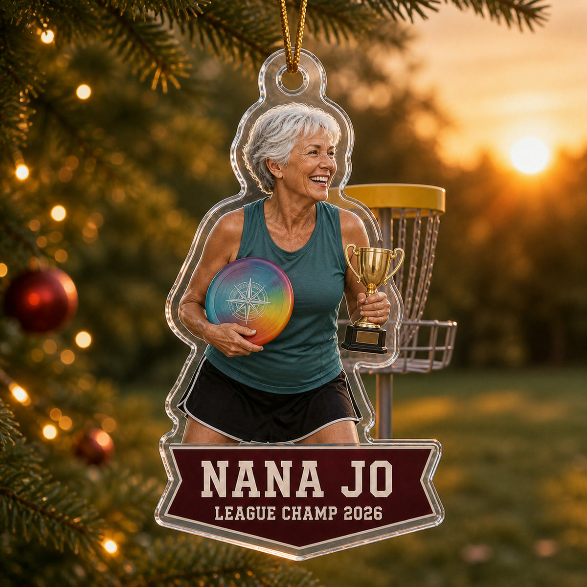 Personalized Disc Golf Photo Acrylic Ornament - Custom Athlete Christmas Keepsake - image 4
