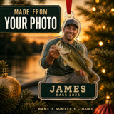 Personalized Bass Fishing Photo Acrylic Ornament - Custom Athlete Christmas Keepsake - image 1