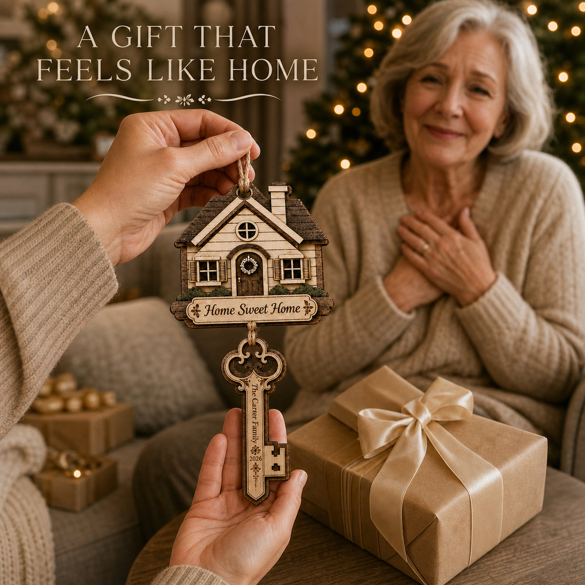 Personalized Home Sweet Home Key Wood Ornament - Custom Keepsake - image 3