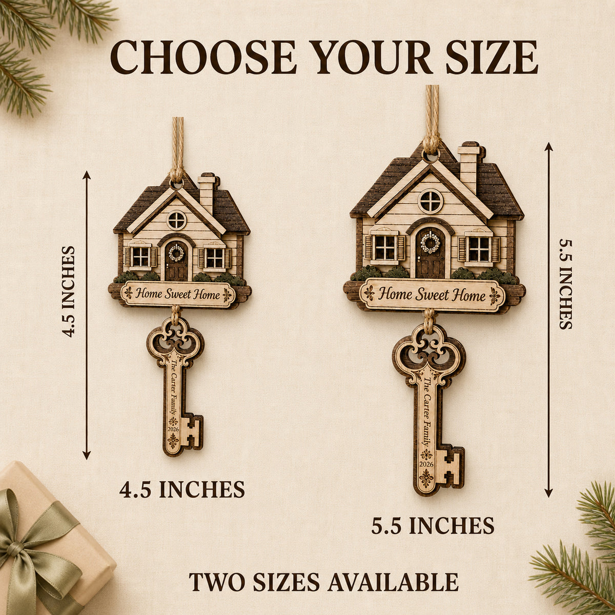 Personalized Home Sweet Home Key Wood Ornament - Custom Keepsake - image 4