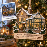 Personalized Christmas Glasshouse Wood Ornament - Custom Keepsake - image 1