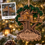 Personalized Rooted Together Treehouse Wood Ornament - Custom Keepsake - image 1