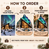 Personalized Nordic Aurora Cabin Wood Ornament - Custom Keepsake - image 5