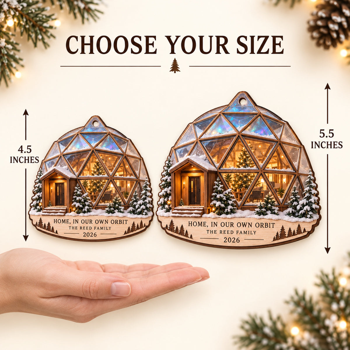 Personalized Christmas Dome Home Wood Ornament - Custom Keepsake - image 4