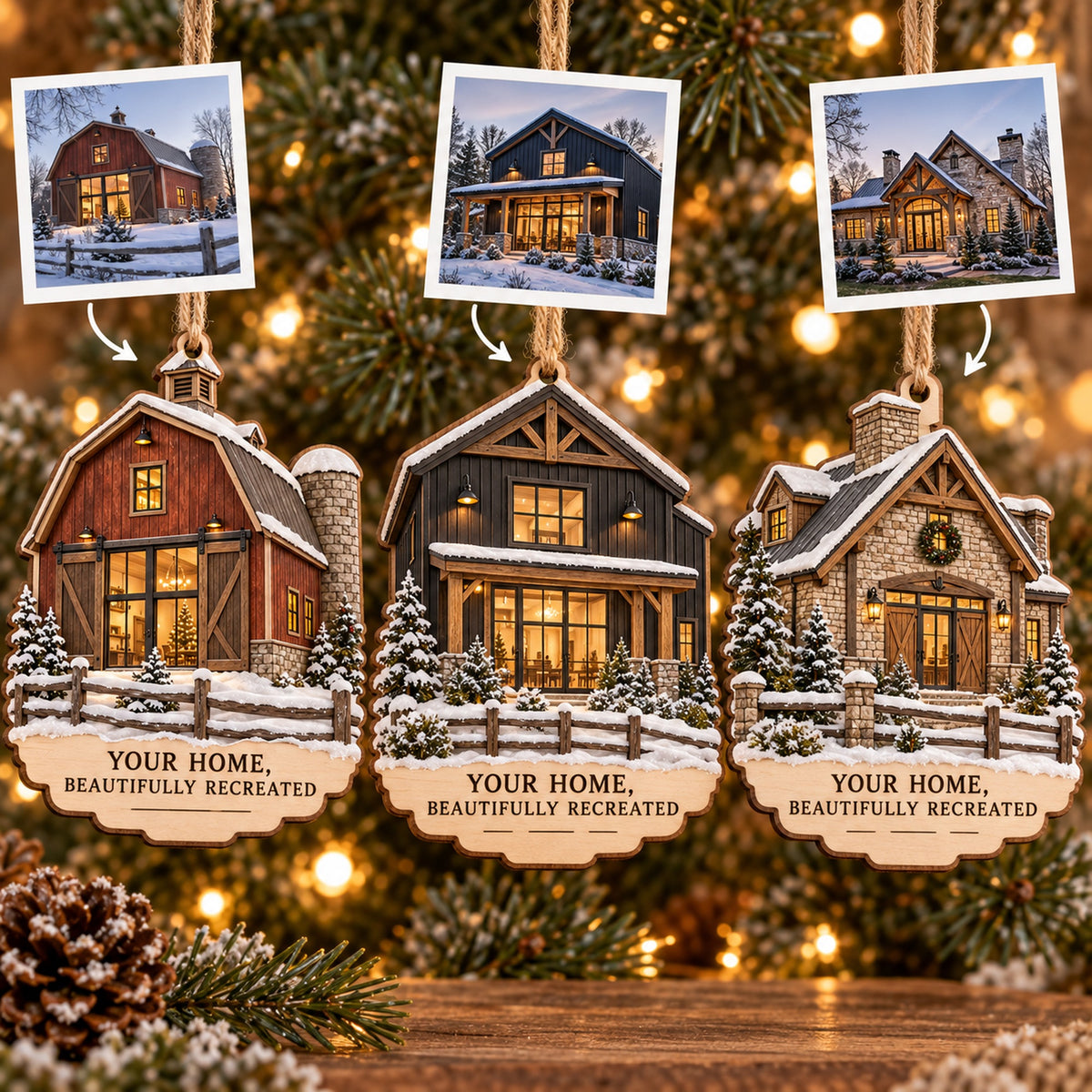Personalized Old Beams New Dreams Wood Ornament - Custom Keepsake - image 2