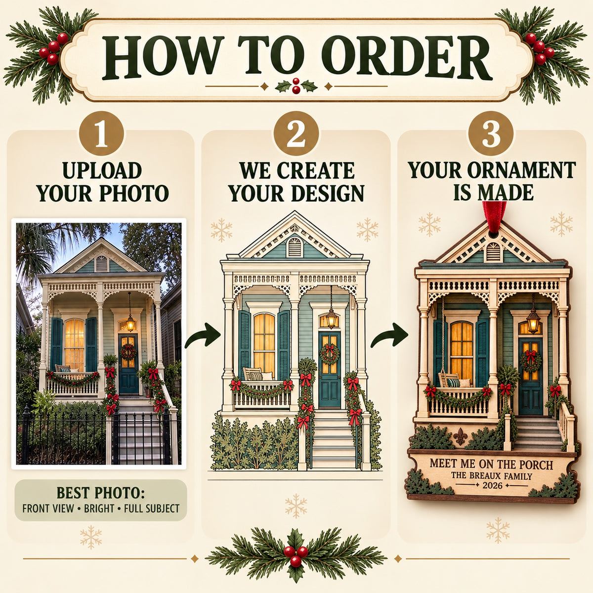 Personalized Christmas On The Porch Wood Ornament - Custom Keepsake - image 5