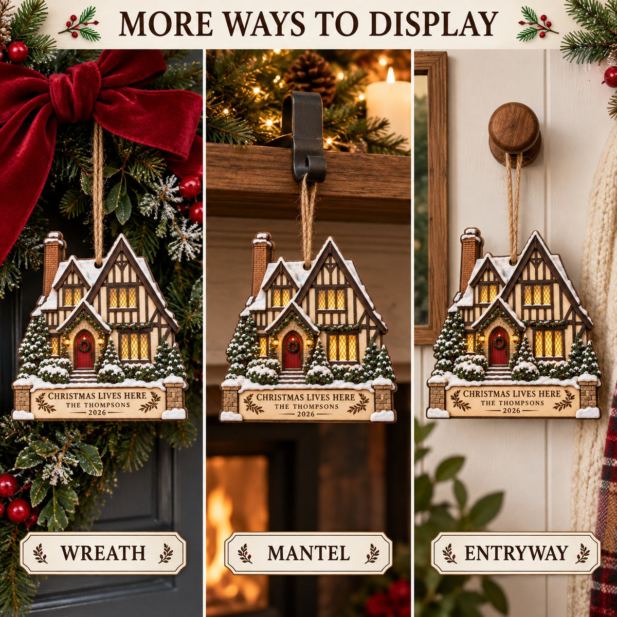 Personalized Tudor Storybook Christmas Wood Ornament - Custom Keepsake - image 5