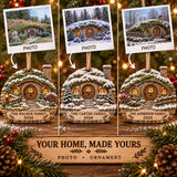Personalized Earth Sheltered Winter Cottage Wood Ornament - Custom Keepsake - image 2