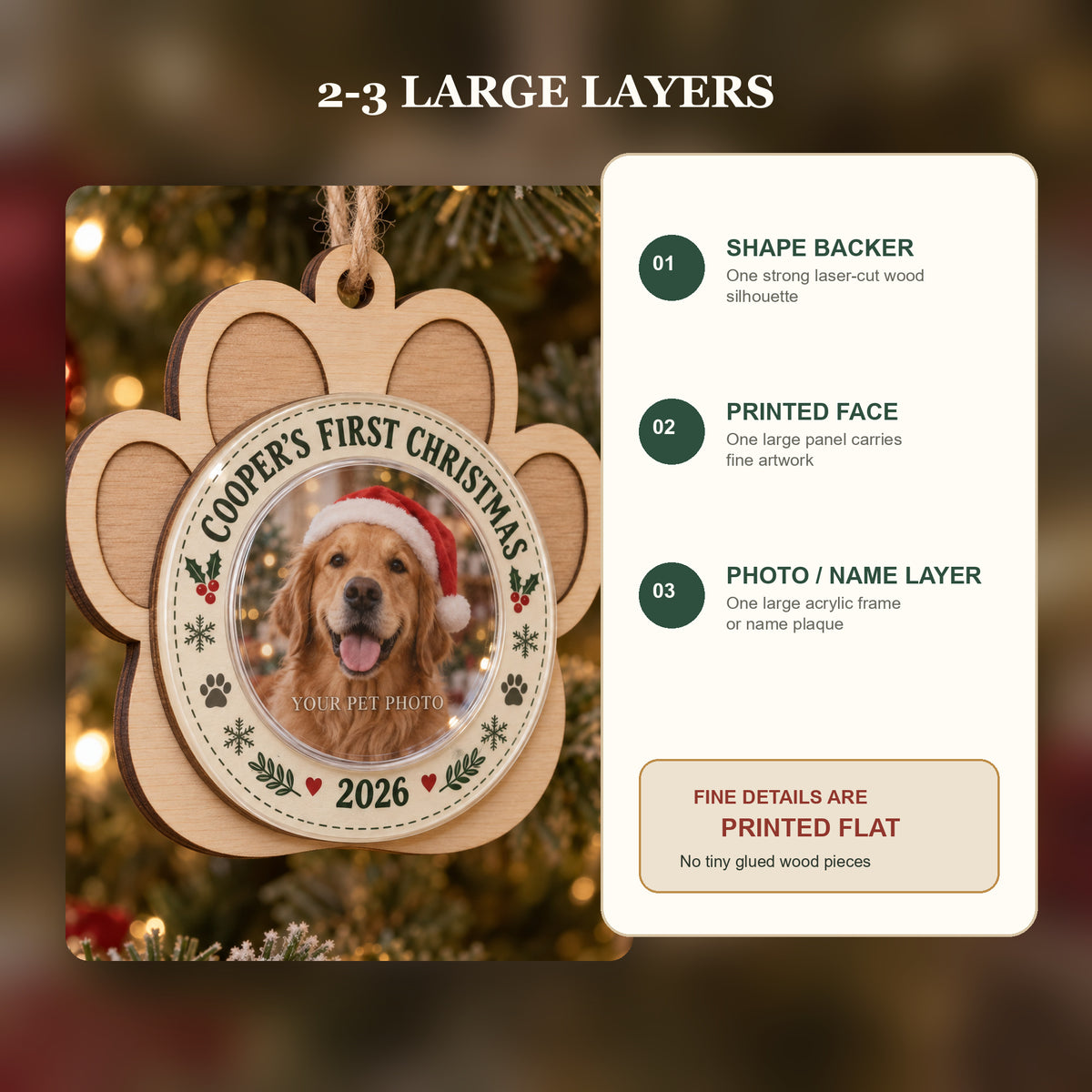 Personalized Pet First Christmas Wood Ornament - Custom Keepsake - image 3