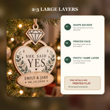 Personalized Engagement Ring Wood Ornament - Custom Keepsake - image 3