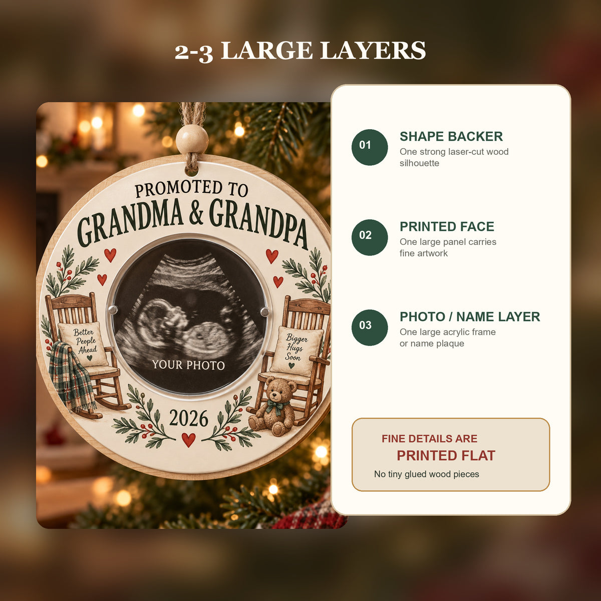 Personalized New Grandparents Wood Ornament - Custom Keepsake - image 3
