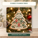 Personalized Family Names Tree Wood Ornament - Custom Keepsake - image 2
