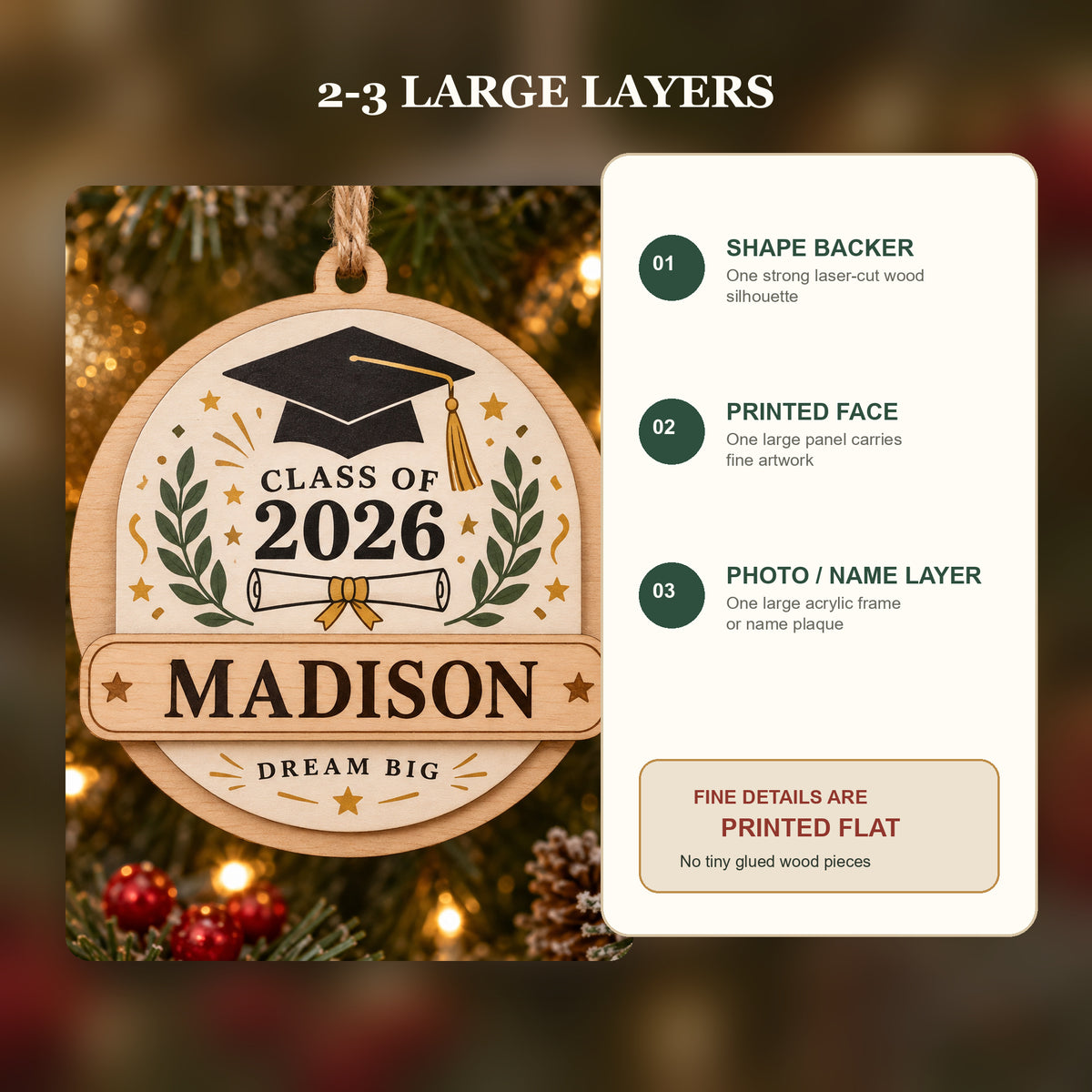 Personalized Graduation Wood Ornament - Custom Keepsake - image 3